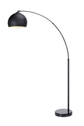Teamson Home Modern Curved Arc Floor Lamp with Bell Shade & Marble Base, Black - thumbnail 2