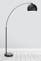 Teamson Home Modern Curved Arc Floor Lamp with Bell Shade & Marble Base, Black - thumbnail 3