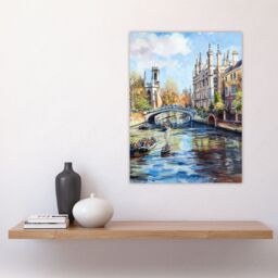 "Artery8 Cambridge Canal Boats Painting England Summer Wall Art Print - Size: W24"" x H32""" - thumbnail 4
