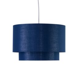 First Choice Lighting Set of 2 Kozy - Navy Blue & Silver 30cm Pendant Shades - thumbnail 3