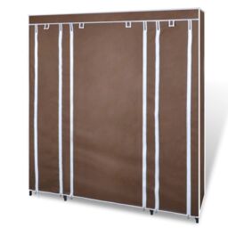 Berkfield Home Fabric Wardrobe with Compartments & Rods 45x150x176 cm Brown - Size: 45 x 150 x 176 cm - thumbnail 3