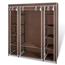 Berkfield Home Fabric Wardrobe with Compartments & Rods 45x150x176 cm Brown - Size: 45 x 150 x 176 cm - thumbnail 1