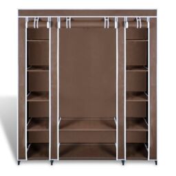 Berkfield Home Fabric Wardrobe with Compartments & Rods 45x150x176 cm Brown - Size: 45 x 150 x 176 cm - thumbnail 5