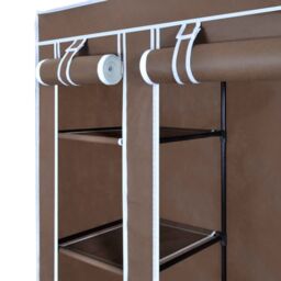 Berkfield Home Fabric Wardrobe with Compartments & Rods 45x150x176 cm Brown - Size: 45 x 150 x 176 cm - thumbnail 4