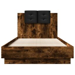Berkfield Home Bed Frame without Mattress Smoked Oak 75x190 cm Small Single in Brown - thumbnail 4