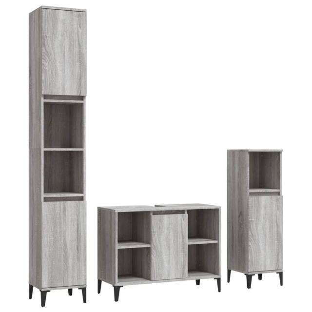 Berkfield Home 3 Piece Bathroom Furniture Set Grey Sonoma Engineered Wood - image 1