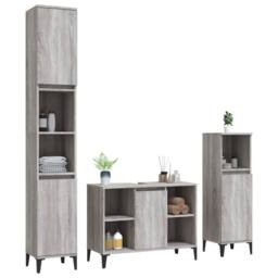 Berkfield Home 3 Piece Bathroom Furniture Set Grey Sonoma Engineered Wood - thumbnail 4