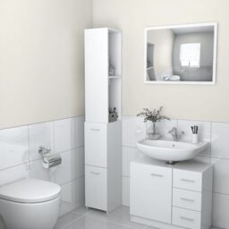 Berkfield Home Bathroom Cabinet White 25x26.5x170 cm Engineered Wood - thumbnail 1