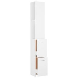 Berkfield Home Bathroom Cabinet White 25x26.5x170 cm Engineered Wood - thumbnail 6