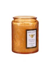 Living and Home Embossing Glass Cup Soy Wax Scented Candle with Lid in Orange - thumbnail 5