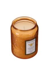 Living and Home Embossing Glass Cup Soy Wax Scented Candle with Lid in Orange - thumbnail 1
