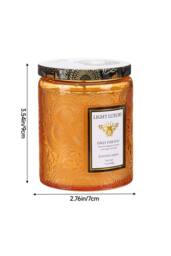 Living and Home Embossing Glass Cup Soy Wax Scented Candle with Lid in Orange - thumbnail 2