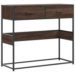 Berkfield Home Decorative Console Table Brown Oak 90x35x80 cm Engineered Wood - Size: 90 x 35 x 80 cm - thumbnail 3