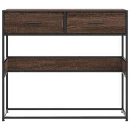 Berkfield Home Decorative Console Table Brown Oak 90x35x80 cm Engineered Wood - Size: 90 x 35 x 80 cm - thumbnail 4
