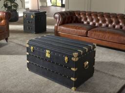 Angel Cerda Black Cowhide Leather Storage Trunk, 93x54x50 cm - Size: 93 x 54 x 50 cm - thumbnail 3