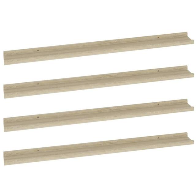 Berkfield Home Wall Shelves 4 pcs Sonoma Oak 100x9x3 cm in Light Tan - Size: 100 x 9 x 3 cm - image 1