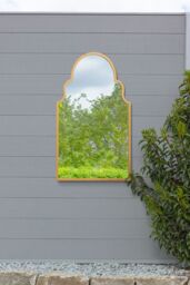 "MirrorOutlet Gold Metal Framed Arched Garden Wall Mirror 41""x 24"" (104CM X 61CM) - Size: 1 Pack" - thumbnail 1