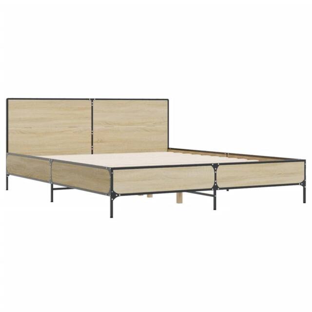 Berkfield Home Durable Bed Frame without Mattress Sonoma Oak 140x190 cm in Light Oak - image 1