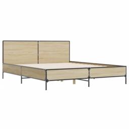 Berkfield Home Durable Bed Frame without Mattress Sonoma Oak 140x190 cm in Light Oak - thumbnail 1