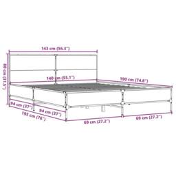 Berkfield Home Durable Bed Frame without Mattress Sonoma Oak 140x190 cm in Light Oak - thumbnail 9
