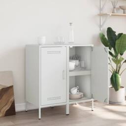 Berkfield Home Sideboards 2 pcs White 36x39x79 cm Steel - Size: 36 x 39 x 79 cm - thumbnail 3