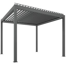 OUTSUNNY 3 x 3(m) Electric Louvered Pergola Aluminium Pergola w/ LED Light in Dark Grey - thumbnail 2