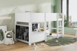 Matteo Bunk Bed With Anti-Graffiti Boards & Small Shelf, White - thumbnail 5