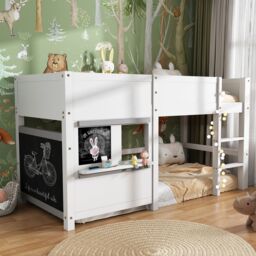 Matteo Bunk Bed With Anti-Graffiti Boards & Small Shelf, White