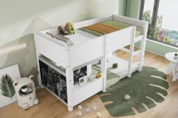 Matteo Bunk Bed With Anti-Graffiti Boards & Small Shelf, White - thumbnail 4