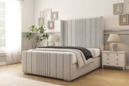 "Sloomy Hargrave Plush Bed Frame With 50"" Upholstered Wingback Headboard in Silver - Size: Small Single" - thumbnail 2