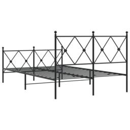 Berkfield Home Metal Bed Frame without Mattress with Footboard Black 120x190cm - Size: 120x190 cm - thumbnail 6