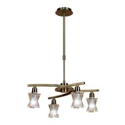 Netlighting Alaska Pendant Convertible To Semi Flush 4 Light L1SGU10 Antique Brass in Bronze