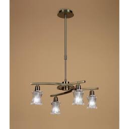 Netlighting Alaska Pendant Convertible To Semi Flush 4 Light L1SGU10 Antique Brass in Bronze - thumbnail 2