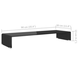 Berkfield Home TV Stand/Monitor Riser Glass Black 90x30x13 cm - Size: 90 x 30 x 13 cm - thumbnail 6