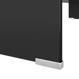 Berkfield Home TV Stand/Monitor Riser Glass Black 90x30x13 cm - Size: 90 x 30 x 13 cm - thumbnail 5