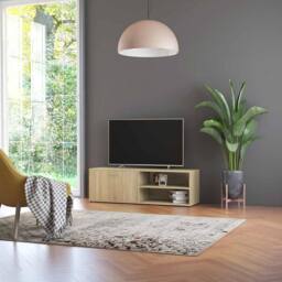 Berkfield Home TV Cabinet Sonoma Oak 120x34x37 cm Engineered Wood in Light Brown - Size: 120 x 34 x 37 cm - thumbnail 2