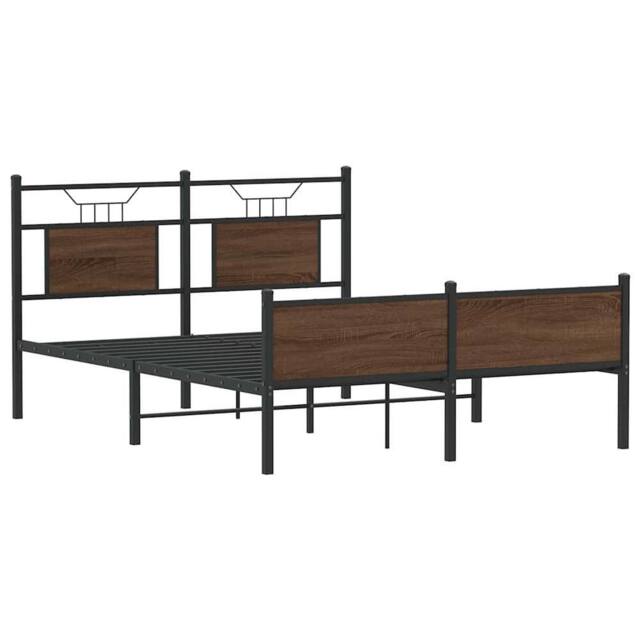 Berkfield Home Durable Bed Frame without Mattress Brown Oak 140x200 cm Engineere - image 1