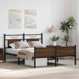 Berkfield Home Durable Bed Frame without Mattress Brown Oak 140x200 cm Engineere - thumbnail 5