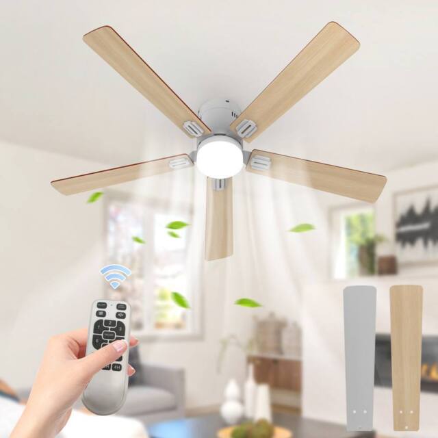 Garwarm 132cm LED Ceiling Fan with Remote Control & Light Kit Included in Natural - image 1
