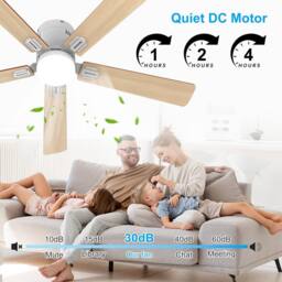 Garwarm 132cm LED Ceiling Fan with Remote Control & Light Kit Included in Natural - thumbnail 8