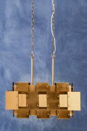 Orsina Metal Brass Finish Pendant Light With Eight Bulbs, Modern Minimalist Chandelier With Bold Square Frames in Gold - thumbnail 2