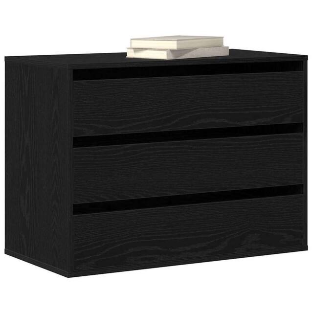 Berkfield Home Modern Corner Chest of Drawers Black Oak 80x41x58 cm Engineered Wood - Size: 80 x 41 x 58 cm - image 1