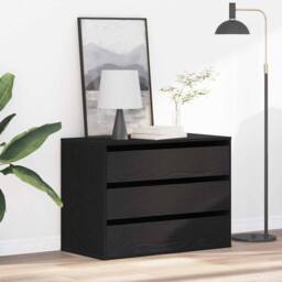 Berkfield Home Modern Corner Chest of Drawers Black Oak 80x41x58 cm Engineered Wood - Size: 80 x 41 x 58 cm - thumbnail 2