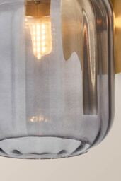 ValueLights Amelie Gold Stem Single Ribbed Glass Lamp Wall Light with LED Bulbs - thumbnail 5