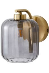 ValueLights Amelie Gold Stem Single Ribbed Glass Lamp Wall Light with LED Bulbs - thumbnail 6