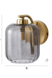 ValueLights Amelie Gold Stem Single Ribbed Glass Lamp Wall Light with LED Bulbs - thumbnail 7