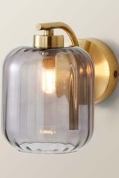 ValueLights Amelie Gold Stem Single Ribbed Glass Lamp Wall Light with LED Bulbs - thumbnail 3