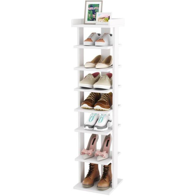 Dprodo 7-Tier PVC Wood Plastic Shoe Rack in White - Size: 1 Pack - image 1