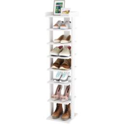 Dprodo 7-Tier PVC Wood Plastic Shoe Rack in White - Size: 1 Pack - thumbnail 1