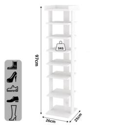 Dprodo 7-Tier PVC Wood Plastic Shoe Rack in White - Size: 1 Pack - thumbnail 3